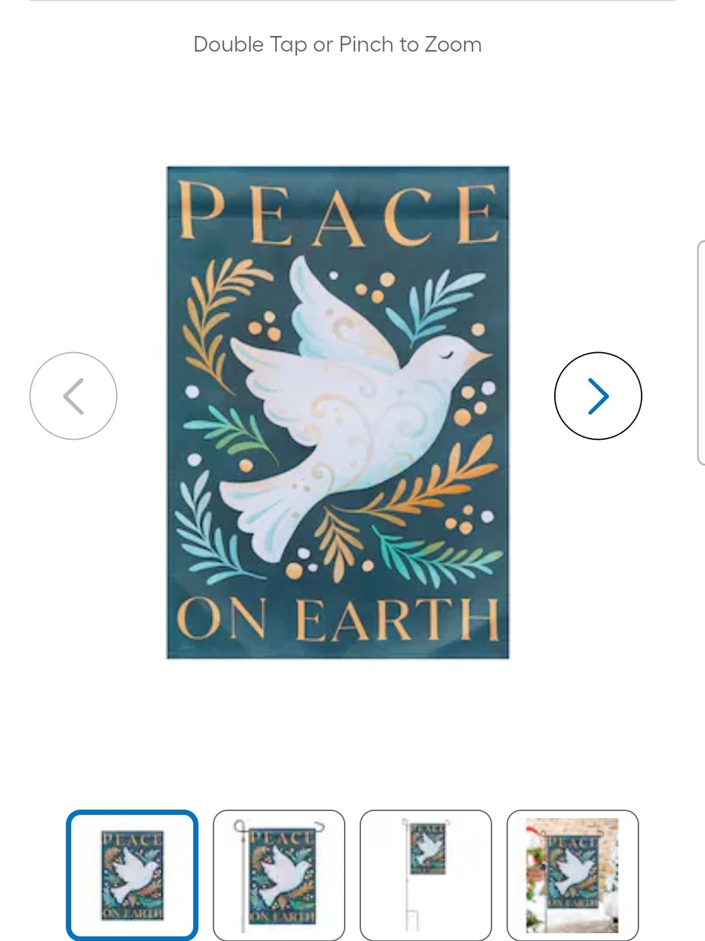 Peace on Earth Dove Garden Flag - Teal, White & Gold
